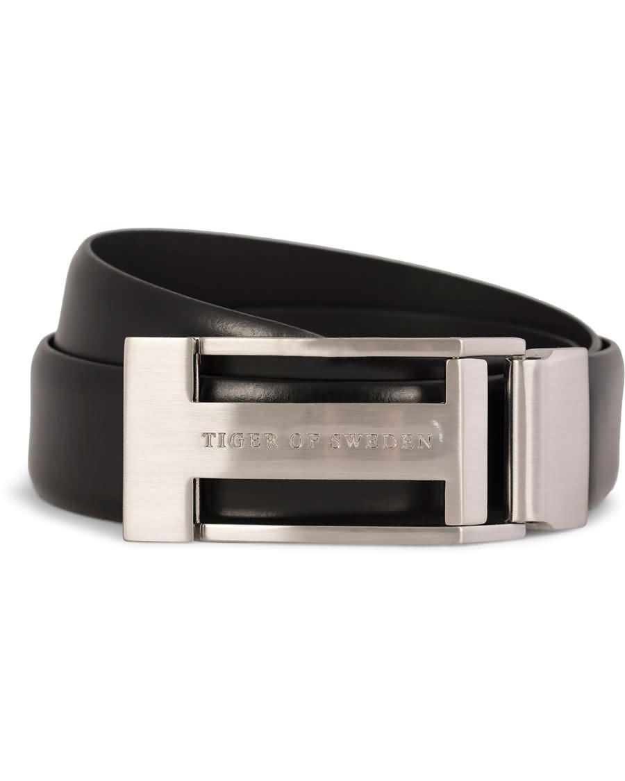 tiger of sweden christian leather buckle belt 3,5 cm black 7vpmx